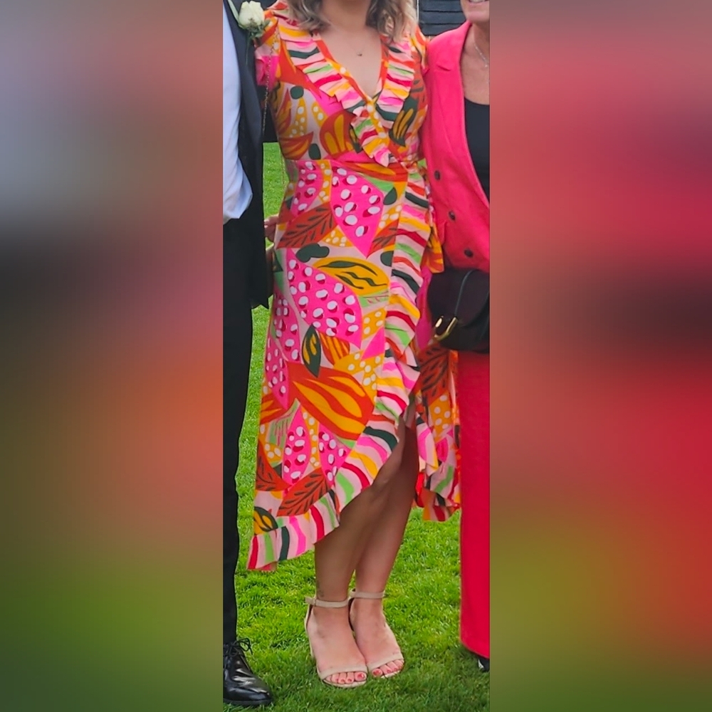 Colorful Midi Wrap Dress